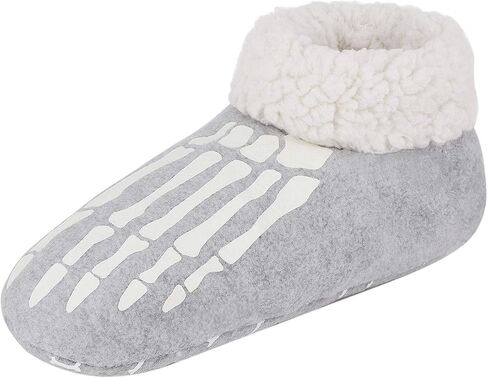 Women Halloween Slippers Luminous Skull Bones Fuzzy Plush Slipper Socks Funny Warm Indoor Bootie Slippers House Shoes in Kuwait