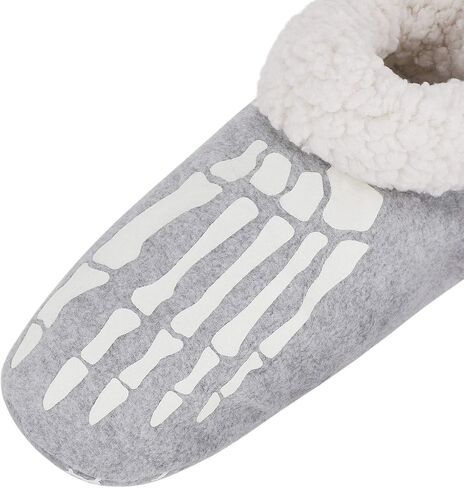 Women Halloween Slippers Luminous Skull Bones Fuzzy Plush Slipper Socks Funny Warm Indoor Bootie Slippers House Shoes in Kuwait