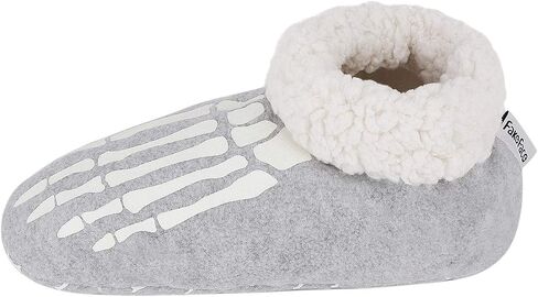Women Halloween Slippers Luminous Skull Bones Fuzzy Plush Slipper Socks Funny Warm Indoor Bootie Slippers House Shoes in Kuwait