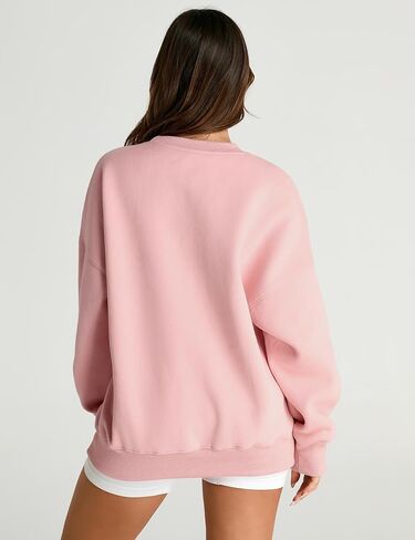 AKEWEI Women Oversized Sweatshirt Fall Outfits 2024 Teen Girl Clothes Graphic Crew Neck Preppy Fleece Pullover Tops in Saudi Arabia