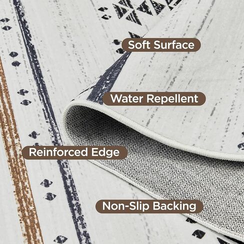 Andency 5x7 Black Brown Area Rug Living Room Rugs, Large Soft Machine Washable Boho Moroccan Farmhouse Neutral Stain Resistant Indoor Floor Rug Carpet for Bedroom Dining Table Home Office House Decor in Saudi Arabia