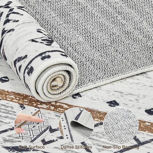 Andency 5x7 Black Brown Area Rug Living Room Rugs, Large Soft Machine Washable Boho Moroccan Farmhouse Neutral Stain Resistant Indoor Floor Rug Carpet for Bedroom Dining Table Home Office House Decor in Saudi Arabia