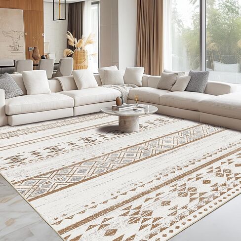 Andency 5x7 Black Brown Area Rug Living Room Rugs, Large Soft Machine Washable Boho Moroccan Farmhouse Neutral Stain Resistant Indoor Floor Rug Carpet for Bedroom Dining Table Home Office House Decor in Saudi Arabia