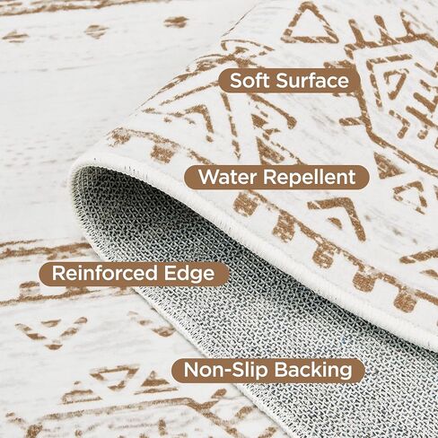 Andency 5x7 Black Brown Area Rug Living Room Rugs, Large Soft Machine Washable Boho Moroccan Farmhouse Neutral Stain Resistant Indoor Floor Rug Carpet for Bedroom Dining Table Home Office House Decor in Saudi Arabia