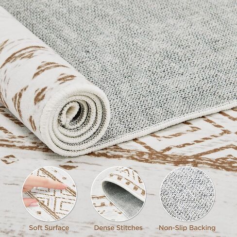 Andency 5x7 Black Brown Area Rug Living Room Rugs, Large Soft Machine Washable Boho Moroccan Farmhouse Neutral Stain Resistant Indoor Floor Rug Carpet for Bedroom Dining Table Home Office House Decor in Saudi Arabia