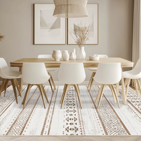 Andency 5x7 Black Brown Area Rug Living Room Rugs, Large Soft Machine Washable Boho Moroccan Farmhouse Neutral Stain Resistant Indoor Floor Rug Carpet for Bedroom Dining Table Home Office House Decor in Saudi Arabia