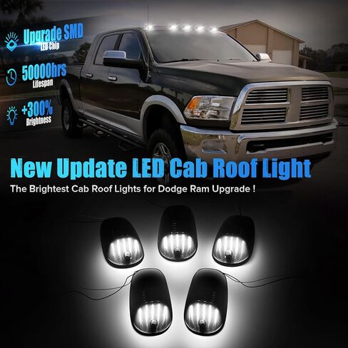 5PCS Amber Smoke Lens LED Cab Roof Marker Lights Compatible with 2003-2018 RAM1500 2500 3500 2011-2018 RAM4500 5500 Pickup Truck Roof Top Running Lights in Kuwait