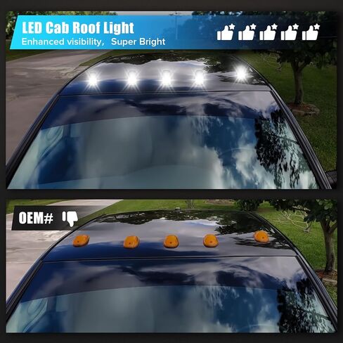 5PCS Amber Smoke Lens LED Cab Roof Marker Lights Compatible with 2003-2018 RAM1500 2500 3500 2011-2018 RAM4500 5500 Pickup Truck Roof Top Running Lights in Kuwait