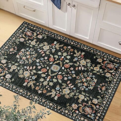 MUJOO Washable 2x6 Runner Rugs for Kitchen Hallway Bedside Bathroom Laundry Room Bedroom Floor,Boho Long Area Rug Non Slip Carpet Throw Rug Mid Century Modern Abstract Botanical Geometric Terracotta in Saudi Arabia