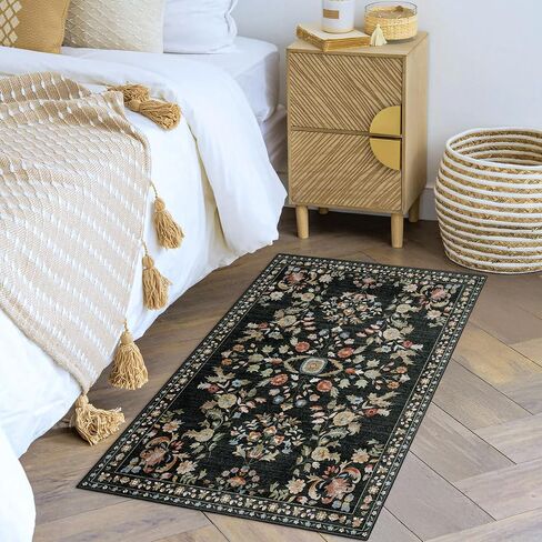 MUJOO Washable 2x6 Runner Rugs for Kitchen Hallway Bedside Bathroom Laundry Room Bedroom Floor,Boho Long Area Rug Non Slip Carpet Throw Rug Mid Century Modern Abstract Botanical Geometric Terracotta in Saudi Arabia