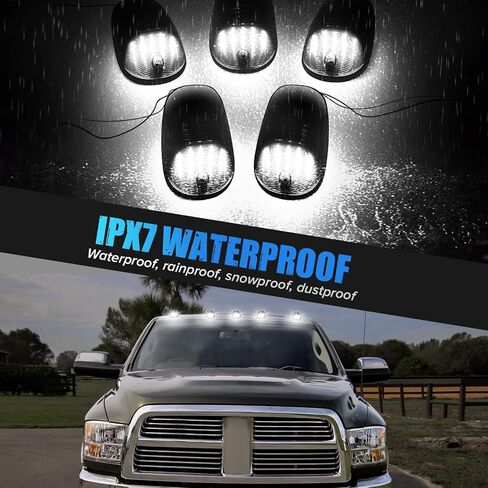 5PCS Amber Smoke Lens LED Cab Roof Marker Lights Compatible with 2003-2018 RAM1500 2500 3500 2011-2018 RAM4500 5500 Pickup Truck Roof Top Running Lights in Kuwait