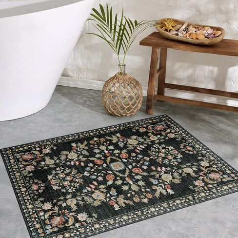 MUJOO Washable 2x6 Runner Rugs for Kitchen Hallway Bedside Bathroom Laundry Room Bedroom Floor,Boho Long Area Rug Non Slip Carpet Throw Rug Mid Century Modern Abstract Botanical Geometric Terracotta in Saudi Arabia