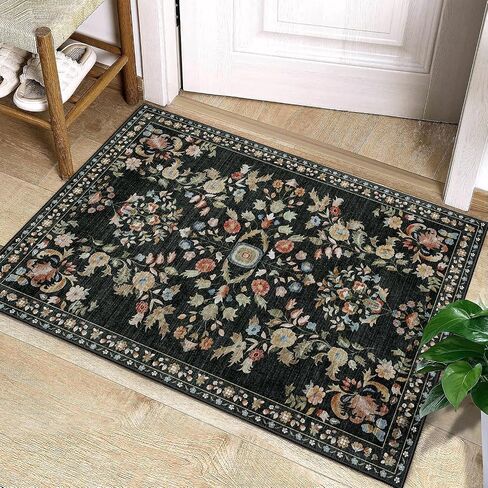 MUJOO Washable 2x6 Runner Rugs for Kitchen Hallway Bedside Bathroom Laundry Room Bedroom Floor,Boho Long Area Rug Non Slip Carpet Throw Rug Mid Century Modern Abstract Botanical Geometric Terracotta in Saudi Arabia