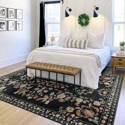 MUJOO Washable 2x6 Runner Rugs for Kitchen Hallway Bedside Bathroom Laundry Room Bedroom Floor,Boho Long Area Rug Non Slip Carpet Throw Rug Mid Century Modern Abstract Botanical Geometric Terracotta in Saudi Arabia