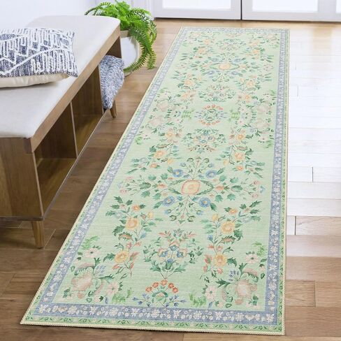 MUJOO Washable 2x6 Runner Rugs for Kitchen Hallway Bedside Bathroom Laundry Room Bedroom Floor,Boho Long Area Rug Non Slip Carpet Throw Rug Mid Century Modern Abstract Botanical Geometric Terracotta in Saudi Arabia