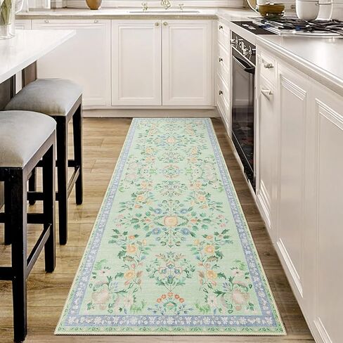 MUJOO Washable 2x6 Runner Rugs for Kitchen Hallway Bedside Bathroom Laundry Room Bedroom Floor,Boho Long Area Rug Non Slip Carpet Throw Rug Mid Century Modern Abstract Botanical Geometric Terracotta in Saudi Arabia