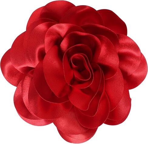 بروش زهرة النسيج الأحمر 7.5 في دبابيس بروش زهرة كبيرة للنساء فستان البدلة اكسسوارات مجوهرات الزفاف وحفلات العشاء in Kuwait