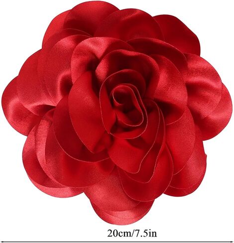 بروش زهرة النسيج الأحمر 7.5 في دبابيس بروش زهرة كبيرة للنساء فستان البدلة اكسسوارات مجوهرات الزفاف وحفلات العشاء in Kuwait