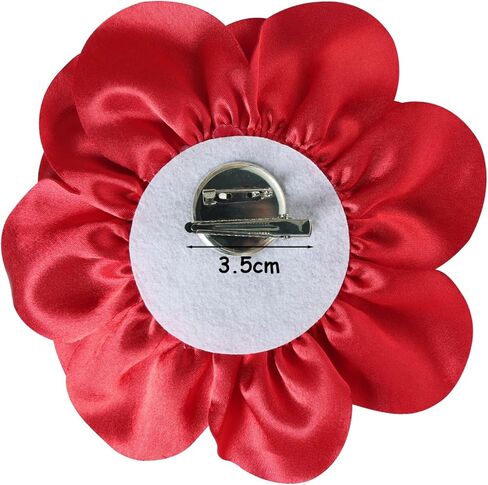 بروش زهرة النسيج الأحمر 7.5 في دبابيس بروش زهرة كبيرة للنساء فستان البدلة اكسسوارات مجوهرات الزفاف وحفلات العشاء in Kuwait