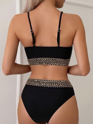 Verdusa Women's Bikini Set High Waisted V Neck Two Pieces Swimsuits in Saudi Arabia