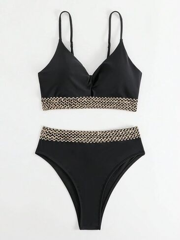 Verdusa Women's Bikini Set High Waisted V Neck Two Pieces Swimsuits in Saudi Arabia