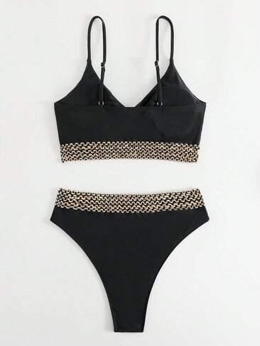 Verdusa Women's Bikini Set High Waisted V Neck Two Pieces Swimsuits in Saudi Arabia