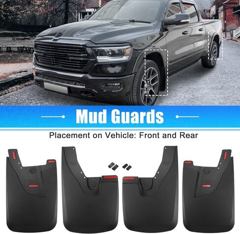 مجموعة واقيات الطين الأمامية والخلفية من X AUTOHAUX لسيارات دودج رام 2500 3500 2019-2022 واقيات الطين حماية مشاعل العجلات باللون الأسود in Saudi Arabia