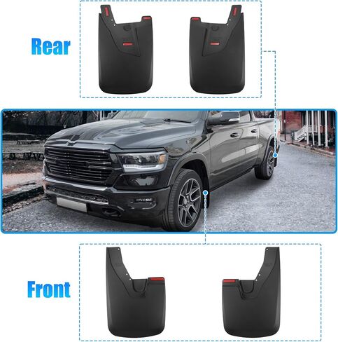 مجموعة واقيات الطين الأمامية والخلفية من X AUTOHAUX لسيارات دودج رام 2500 3500 2019-2022 واقيات الطين حماية مشاعل العجلات باللون الأسود in Saudi Arabia
