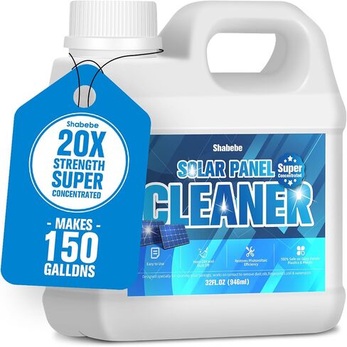 Solar Panel Cleaner 32oz (Makes 150 Gallons) - 20X Strength Super Concentrated Glass & Solar Panel Cleaning, Industrial Grade Streak-Free Fast Dry Remove Oils, Water Spots, Dust, Droppings in Saudi Arabia