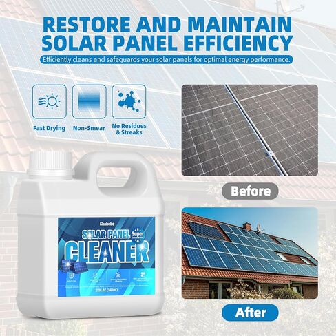 Solar Panel Cleaner 32oz (Makes 150 Gallons) - 20X Strength Super Concentrated Glass & Solar Panel Cleaning, Industrial Grade Streak-Free Fast Dry Remove Oils, Water Spots, Dust, Droppings in Saudi Arabia