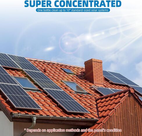 Solar Panel Cleaner 32oz (Makes 150 Gallons) - 20X Strength Super Concentrated Glass & Solar Panel Cleaning, Industrial Grade Streak-Free Fast Dry Remove Oils, Water Spots, Dust, Droppings in Saudi Arabia
