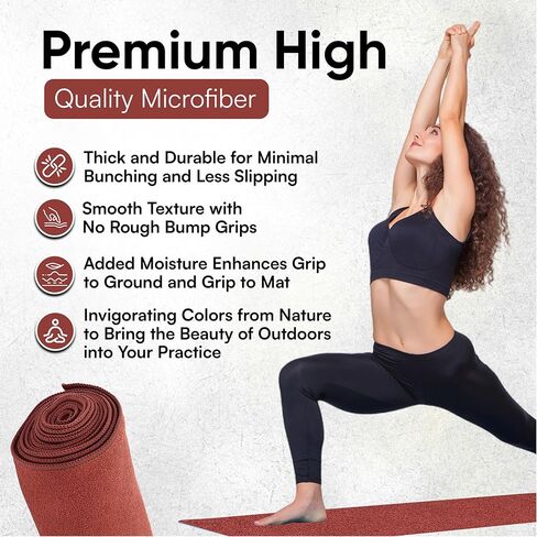 Yoga Towel-Ground and Grip Soft Yoga Mat Towel (73 in x 26 in) Sedona (Terracotta) Non Slip Yoga Towel-Easy Clean and Quick Drying Yoga Mat Towel for Hot Yoga- Sweat Absorbent in Saudi Arabia