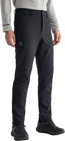 KAILAS Men's Fleece Lined Hiking Softshell Pants Winter Windproof Tactical Outdoor Snow Ski Work Pants Relaxed Fit Black in Saudi Arabia