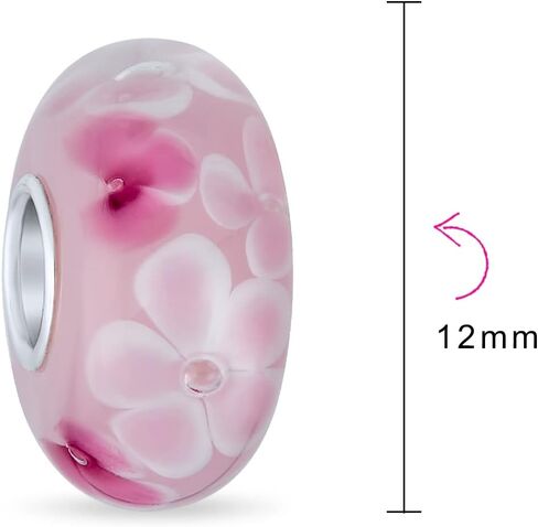 Murano Glass .925 Sterling Silver Core Floral Blue Green Pink Red Black White Flower Spacer Charm Bead Fits European Bracelet For Women Teen in Saudi Arabia