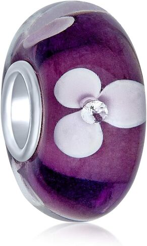 Murano Glass .925 Sterling Silver Core Floral Blue Green Pink Red Black White Flower Spacer Charm Bead Fits European Bracelet For Women Teen in Saudi Arabia
