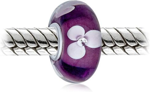 Murano Glass .925 Sterling Silver Core Floral Blue Green Pink Red Black White Flower Spacer Charm Bead Fits European Bracelet For Women Teen in Saudi Arabia