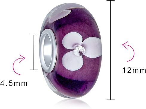 Murano Glass .925 Sterling Silver Core Floral Blue Green Pink Red Black White Flower Spacer Charm Bead Fits European Bracelet For Women Teen in Saudi Arabia