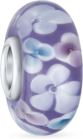 Murano Glass .925 Sterling Silver Core Floral Blue Green Pink Red Black White Flower Spacer Charm Bead Fits European Bracelet For Women Teen in Saudi Arabia
