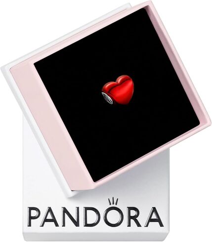 تعليقة PANDORA المعدنية على شكل قلب - أساور متوافقة مع اللحظات - مجوهرات للنساء - مصنوعة من الفضة الإسترليني والمينا - مع صندوق هدايا in Saudi Arabia