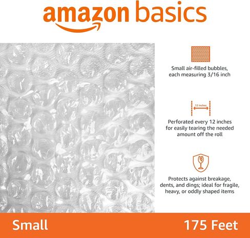 غلاف مبطن بفقاعات مثقوبة من Amazon Basics - متوسط ​​5/16 بوصة، 24 بوصة × 100 قدم طويلة in Kuwait