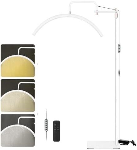 Lash Light for Eyelash Tech - Led Half Moon Light for Tattoo Artists, Esthetician Lights for Eyelash Extensions - Adjustable Brightness & Height, Warm to Cool Floor Lash Lamp with Phone Holder in Saudi Arabia