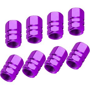 8PCS Car Tire Valve Stem Caps, Leak-Proof Tire Air Wheel Valve Covers, Aluminum Alloy Hexagon Shape Wheel Valve Covers, Universal for SUV, Truck, Motorcycle, Bike (Purple)