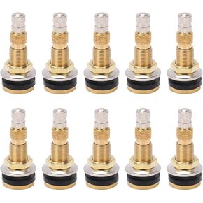 Acouto Tubeless Tire Valve Stem 1-7/8in TR618A for Tractor 0.625in Valve Hole, 10pcs Tubeless Air Liquid Tire Valve Stems Brass