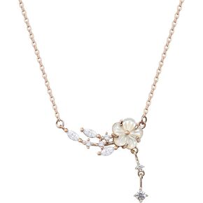 camellia necklace, sterling silver moringa, rose gold floral collarbone chain for girlfriend