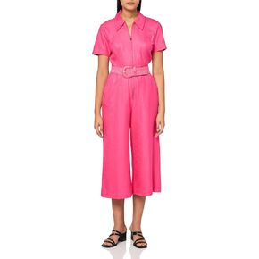 Trina Turk womens Cropped Jumpsuit With Rattan Belt