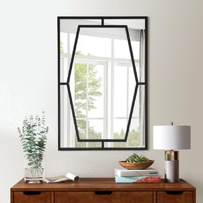 Large Living Room Mirror, 40'' X 28'' Black Mirror for Wall Decor Aesthetic, Elegant Decorative Wall Mirror for Bathroom, Bedroom, Dining Room