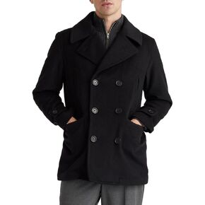IDEALSANXUN Mens Casual Double Breasted Wool Trench Coat Peacoat Winter Jackets