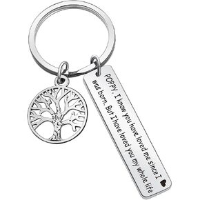 ZQEOU Poppy Gift Grandson Keychain Mimi Gift Grandfather Present Brother Gift