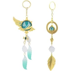 TaiCy Genshin Impact Vision Keychain,Kunikuzushi and Venti Vision Keychain,Game Character Cosplay Keyring Pendant Accessories