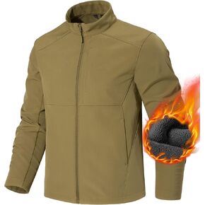 FREE SOLDIER Men's Waterproof Softshell Jacket Lightweight Fleece Lined Jacket Outdoor Hiking Windbreaker